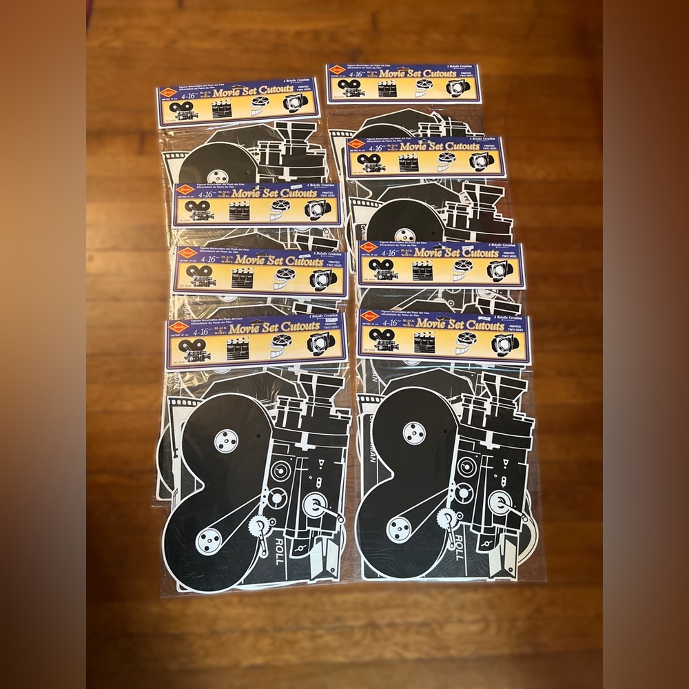 Vintage Beistle Movie Set Cutouts Party Decorations - Black & White